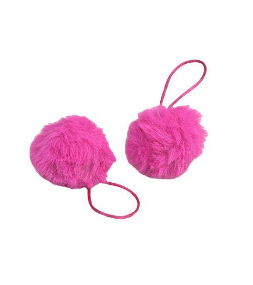 Artificial fur pompom 50x60mm neon pink