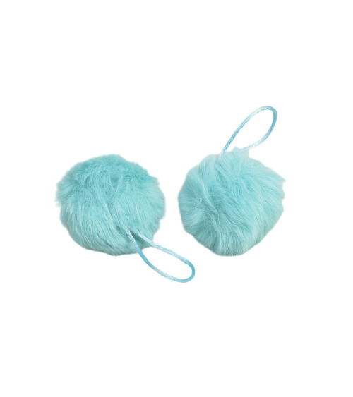 Artificial fur pompom 50x60mm canary blue