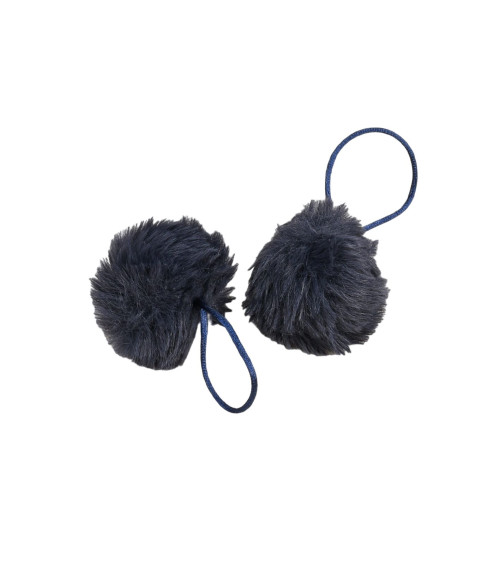 Artificial fur pompom 50x60mm navy blue