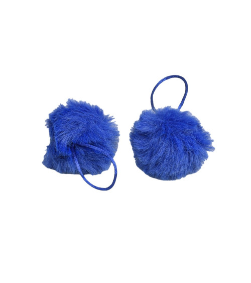 Artificial fur pompom 50x60mm neon blue