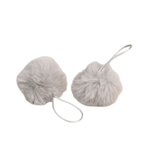 Artificial fur pompom 50x60mm light gray