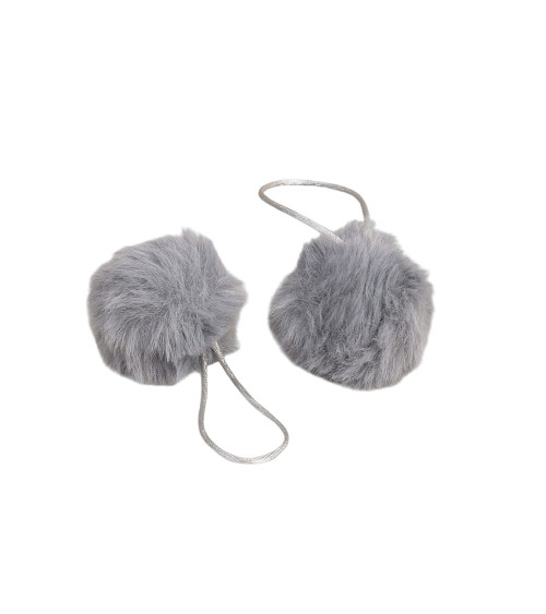 Artificial fur pompom 50x60mm gray