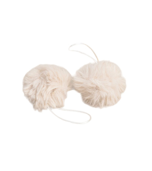 Artificial fur pompom 50x60mm ivory