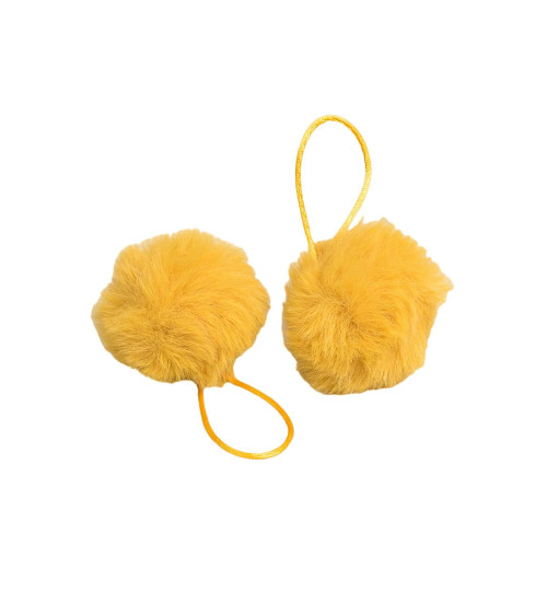 Artificial fur pompom 50x60mm mustard yellow