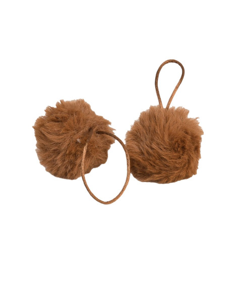 Artificial fur pompom 50x60mm caramel brown