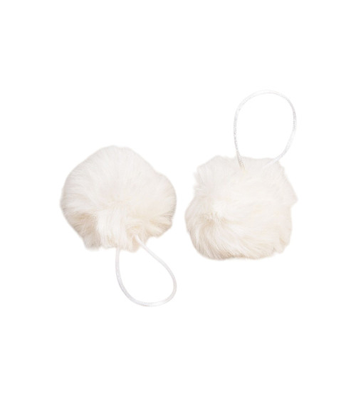 Artificial fur pompom 50x60mm white