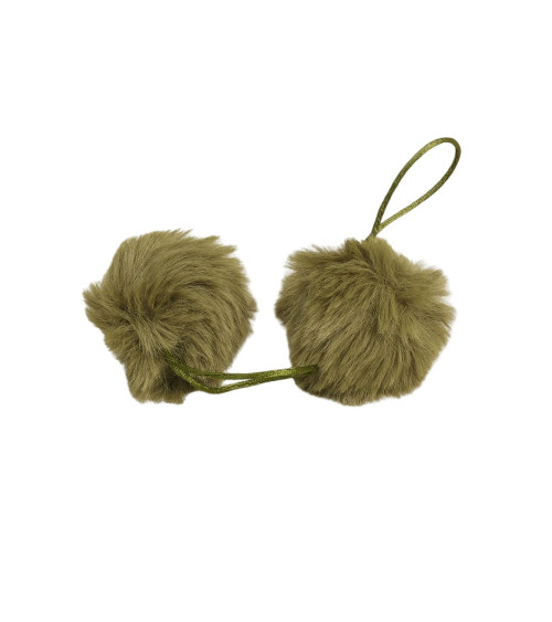 Pompon in pelliccia artificiale 50x60mm verde militare