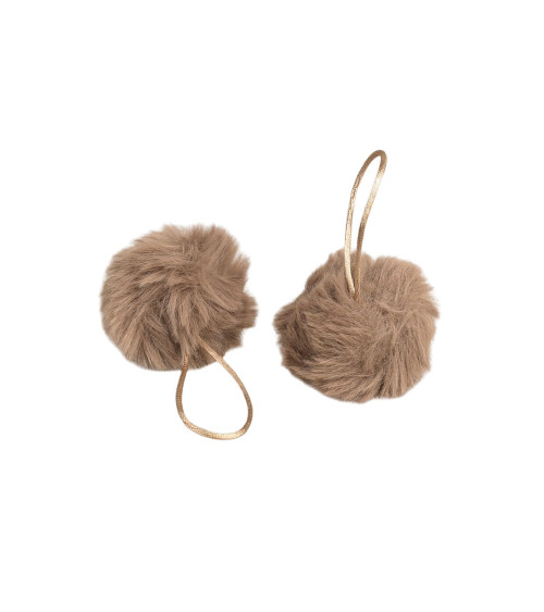 Artificial fur pompom 50x60mm dark beige