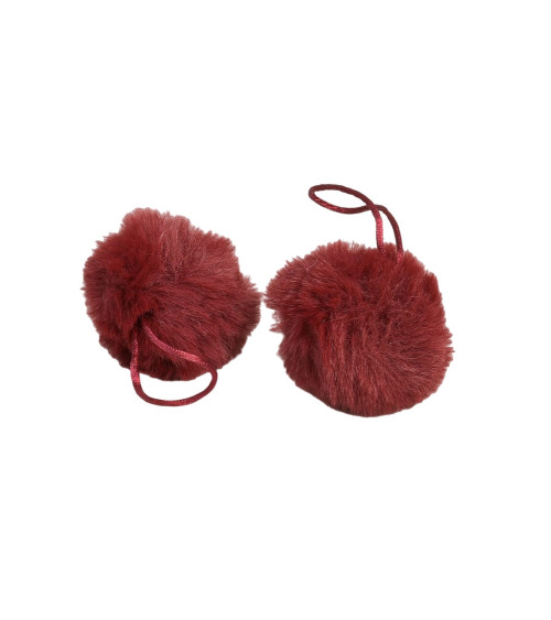 Artificial fur pompom 50x60mm burgundy red