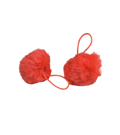 Artificial fur pompom 50x60mm red