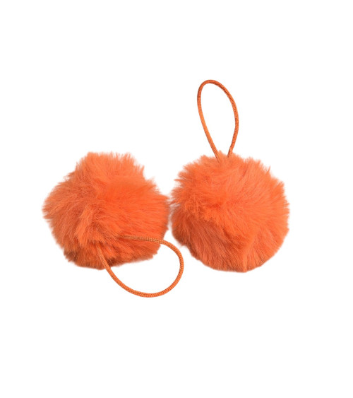 Artificial fur pompom 50x60mm fluorescent orange