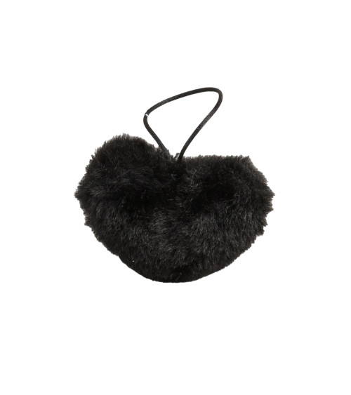 Artificial fur pompom heart 45x65mm black