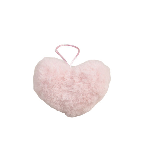 Artificial fur pompom heart 45x65mm pale pink