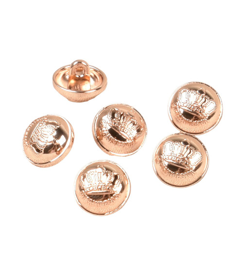 Set of 6 round buttons with shank 12mm gold