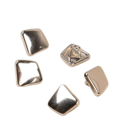 Set of 6 rectangular buttons with alloy shank 12mm silver