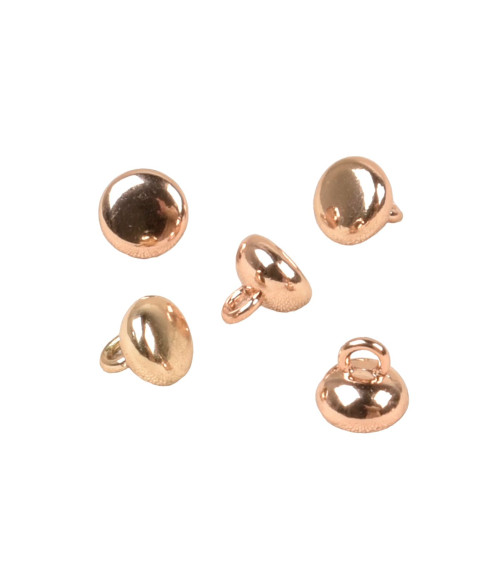 Set of 6 round ball buttons with alloy tail 9mm gold