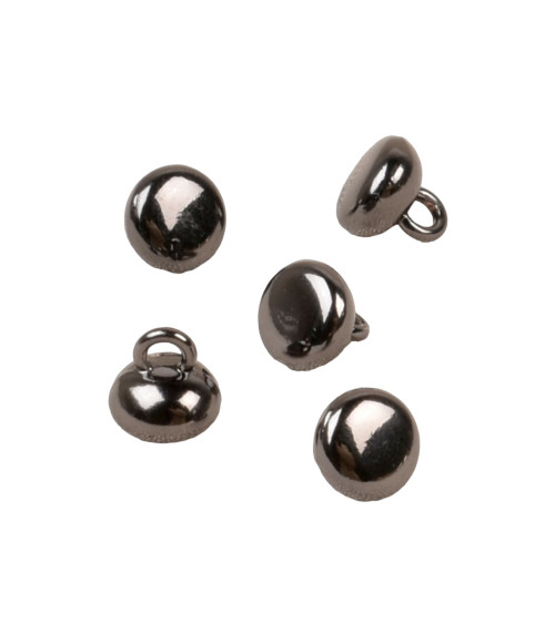 Set of 6 round ball buttons with alloy tail 9mm black