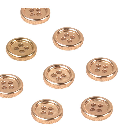 Set of 6 alloy buttons 4 holes 10mm gold