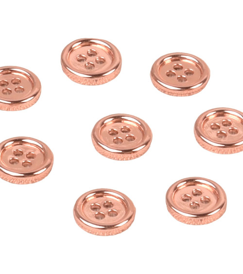 Set of 6 alloy buttons 4 holes 10mm rose gold