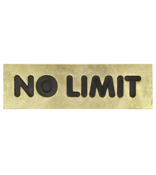 NO LIMIT large gold print iron-on badge