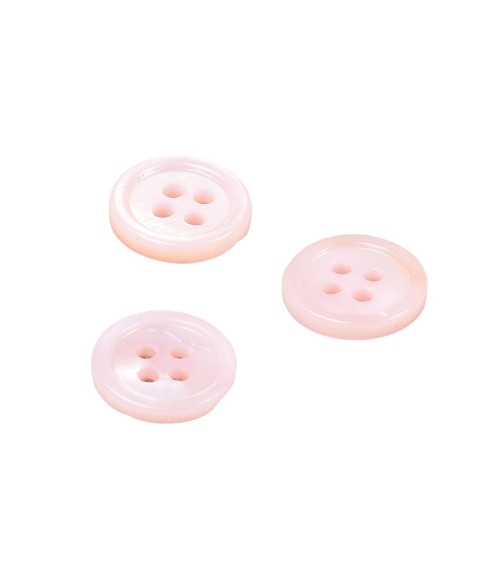 Set di 6 bottoni rotondi in conchiglia 4 fori 11 mm rosa confetto