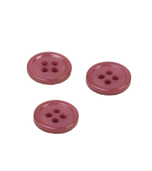 Set di 6 bottoni rotondi in conchiglia 4 fori 11 mm beaujolais rosso