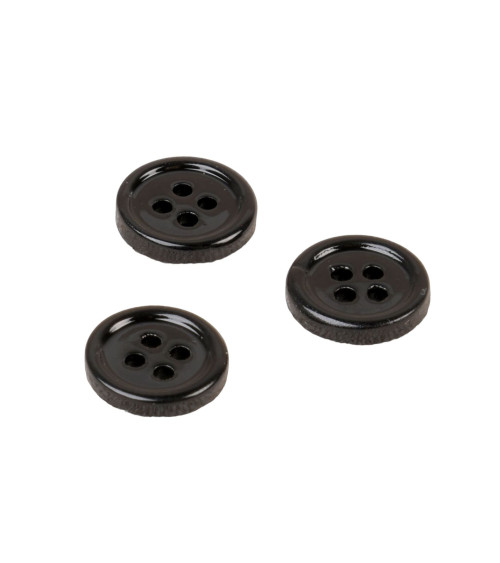 Set di 6 bottoni tondi in conchiglia 4 fori 11mm neri