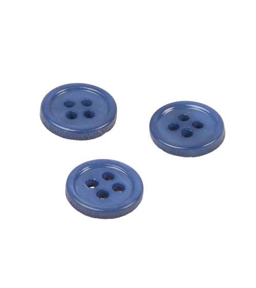 Set di 6 bottoni in conchiglia rotondi 4 fori 11 mm blu navy scuro