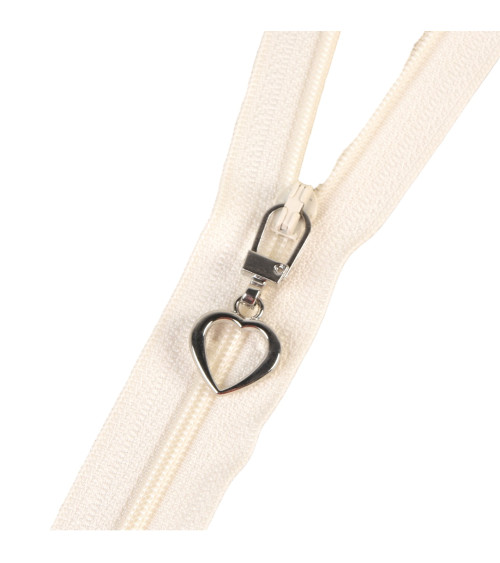 Silver heart fancy zipper 3.6cm