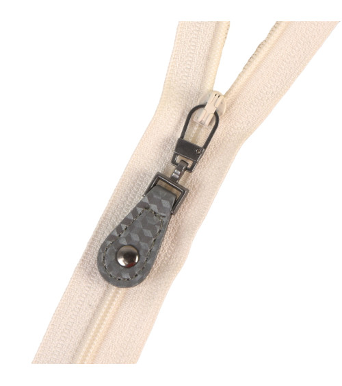 Ash grey imitation leather zipper 5cm