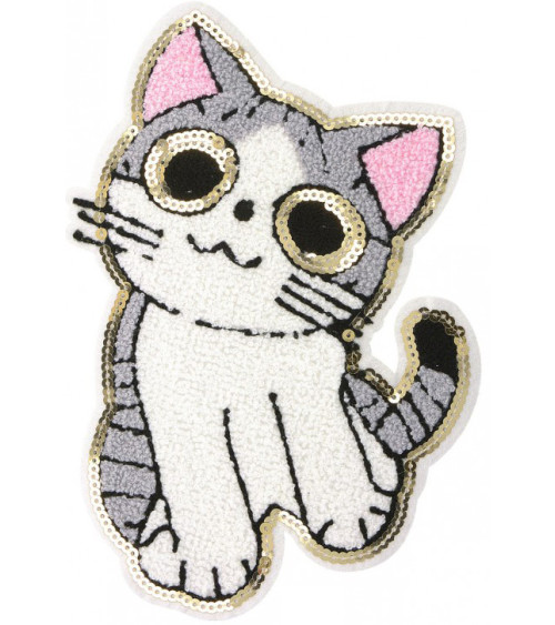 Cat sequin badge to sew