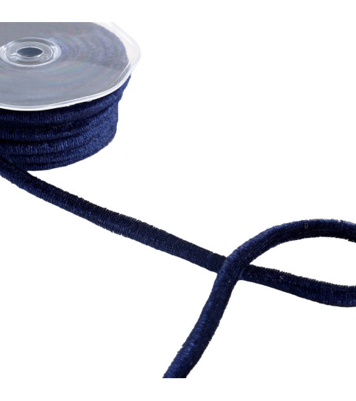 Bobina da 10 m di cordoncino di velluto blu navy da 8 mm