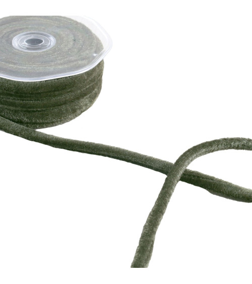 Spool of 10m khaki green velvet cord 8mm