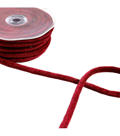 Spool of 10m burgundy red velvet cord 8mm