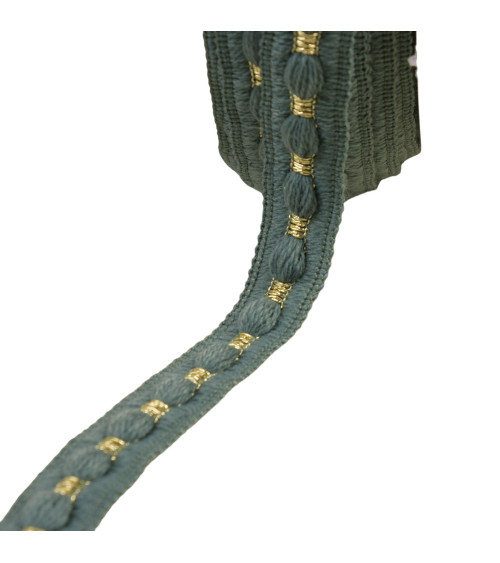 Spool of 20m woolen braid, almond green, 20mm