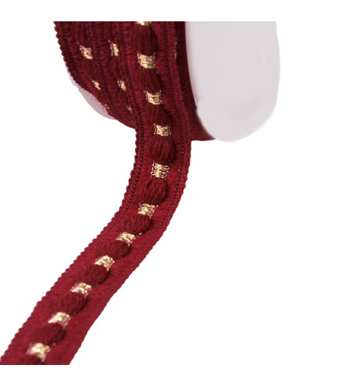 Bobina da 20 m di treccia di lana rosso bordeaux da 20 mm