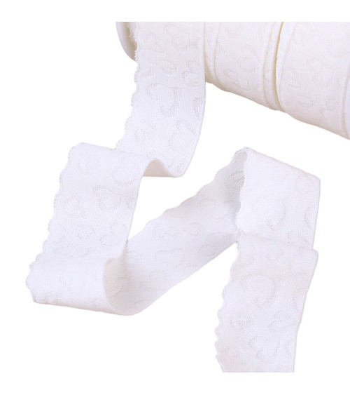 Spool of 25m white lace-style lingerie elastic 25mm