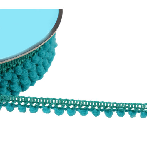 25-m-Spule mit kleinen entenblauen Pompons 10 mm