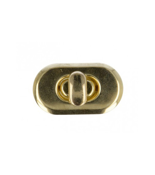 Gold colored twist lock for bag