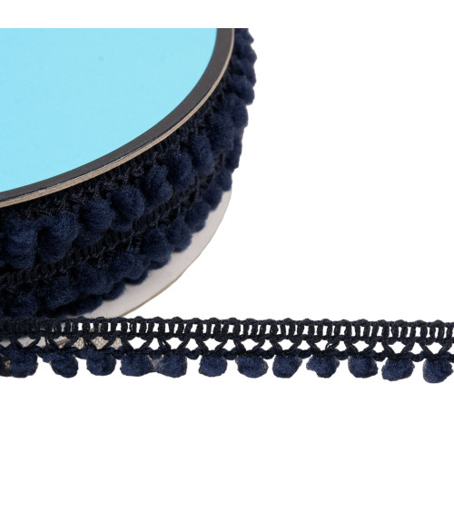 25m reel of small navy blue pompoms 10mm