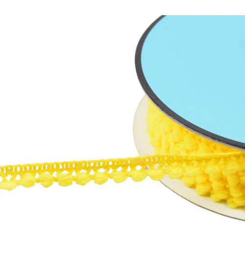 Bobina da 25m con piccoli pompon giallo limone 10mm