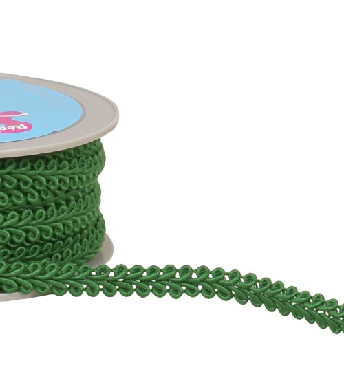 Bobina da 20 m di treccia punto fiordaliso verde scuro da 11 mm