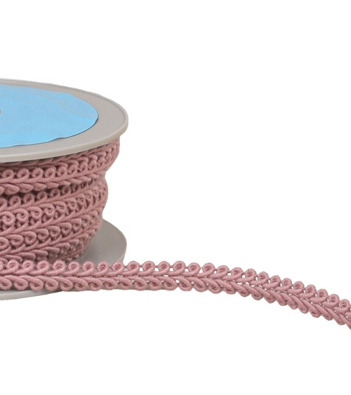 Bobina da 20 m di treccia punto fiordaliso rosa antico da 11 mm