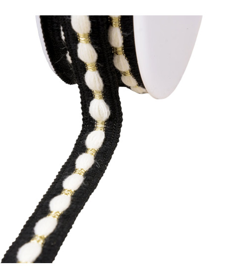 20mm white/black wool braid by the meter