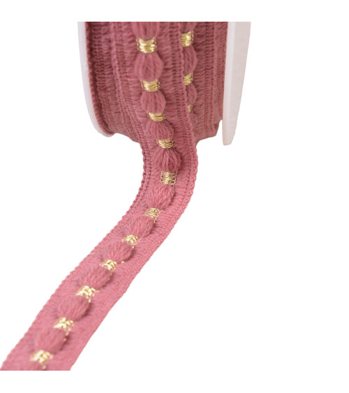 20mm old pink wool braid by the meter