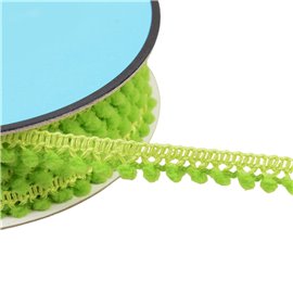 Galon petits pompons 10mm vert anis au mètre