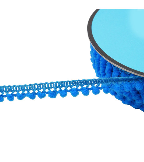 Piccola treccia pompon 10mm acciaio blu al metro