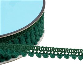 Galon petits pompons 10mm vert au mètre