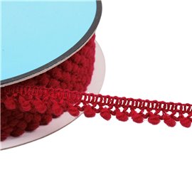 Galon petits pompons 10mm rouge bourgogne au mètre