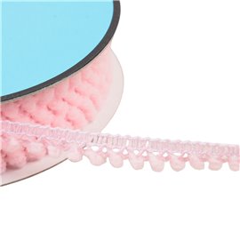 Galon petits pompons 10mm rose clair au mètre